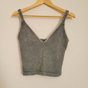 Intimately by Free People Green Washed Seamless Crop Size M/L